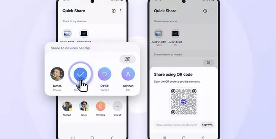 Nouvelle mise à jour de Quick Share de Samsung : intégration de Google Nearby Share et plus