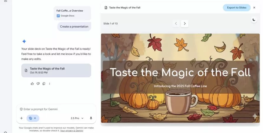 Gemini crée maintenant vos présentations en quelques clics